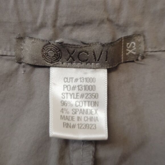 XCVI Cargo Capri Wide-Leg Side Slits Ruffled Gray Women Size XS Pants - Picture 8 of 10